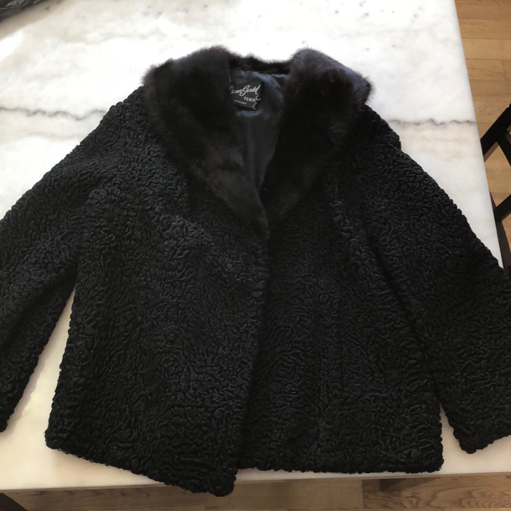 Vintage Black curly lamb fur coat